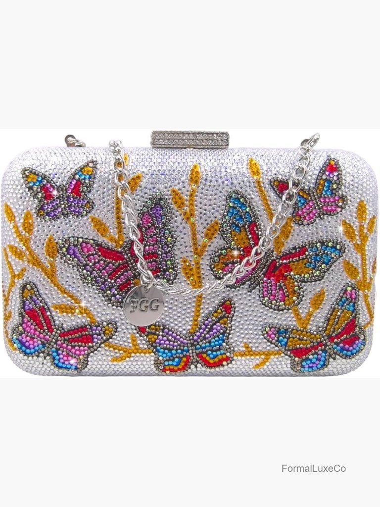 Rhinestone Butterfly Clutch Evening Bag Crystals Minaudiere